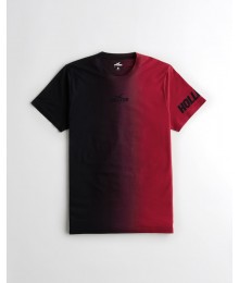 Hollister Black To Red Ombre Arm Logo Tee